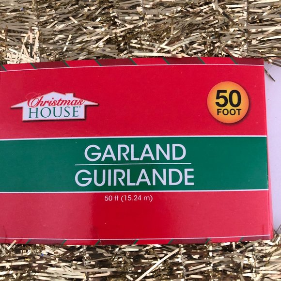 Christmas House Lot of 2 gold colored Christmas tinsel garland 50 feet each - Picture 4 of 5